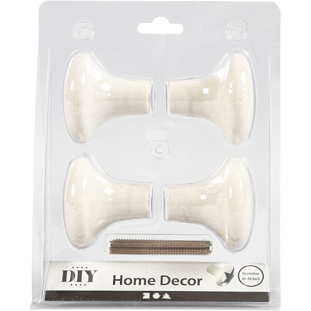 Terrakottaknoppar, H: 5,1 cm, Dia. 5,4 cm, vit, 4 st./ 1 förp. [HOB-506960]