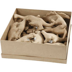 Dinosaurier av papier-maché, H: 9-12,5 cm, B: 4,5+5,5 cm, 21 st./ 1 förp. [HOB-50716]