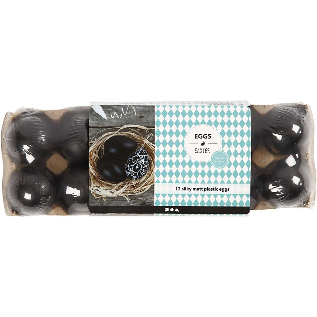 Ägg, H: 6 cm, svart, 12 st./ 1 förp. [HOB-51025]