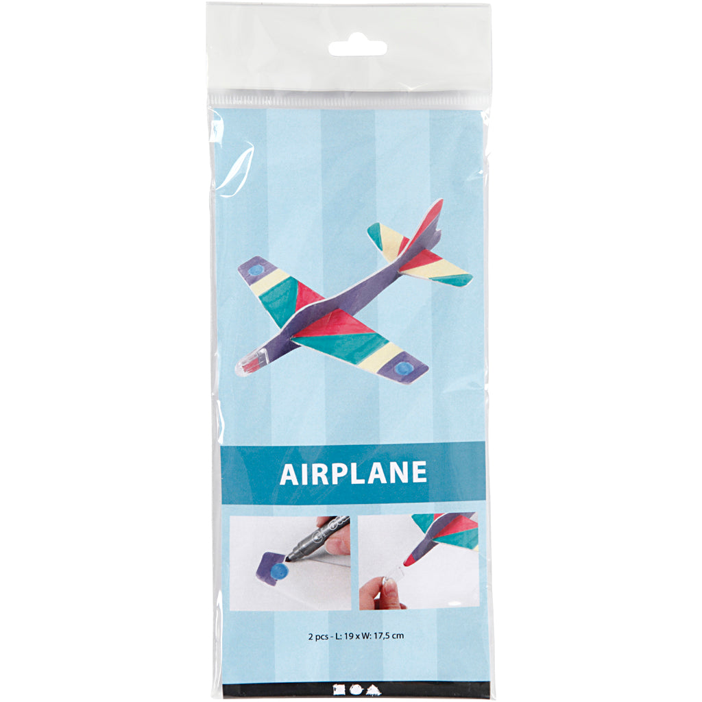 Flygplan, L: 19 cm, B: 17,5 cm, vit, 2 st./ 1 förp. [HOB-51232]