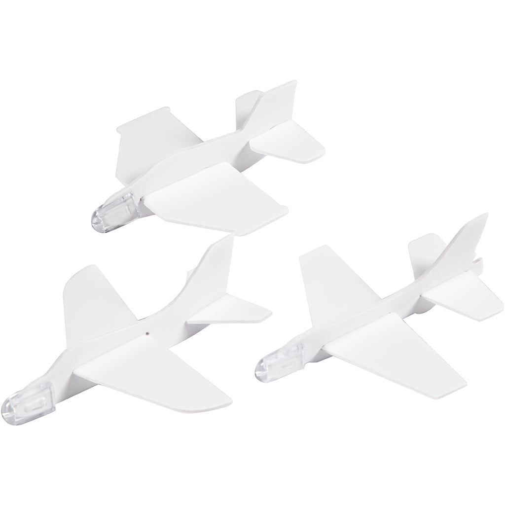 Flygplan, L: 11,5-12,5 cm, B: 11-12 cm, vit, 3 st./ 1 förp. [HOB-51233]