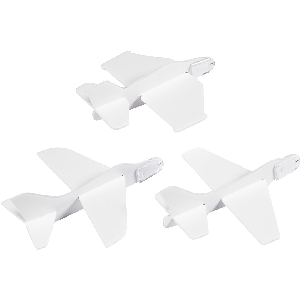 Flygplan, L: 11,5-12,5 cm, B: 11-12 cm, vit, 3 st./ 1 förp. [HOB-51233]
