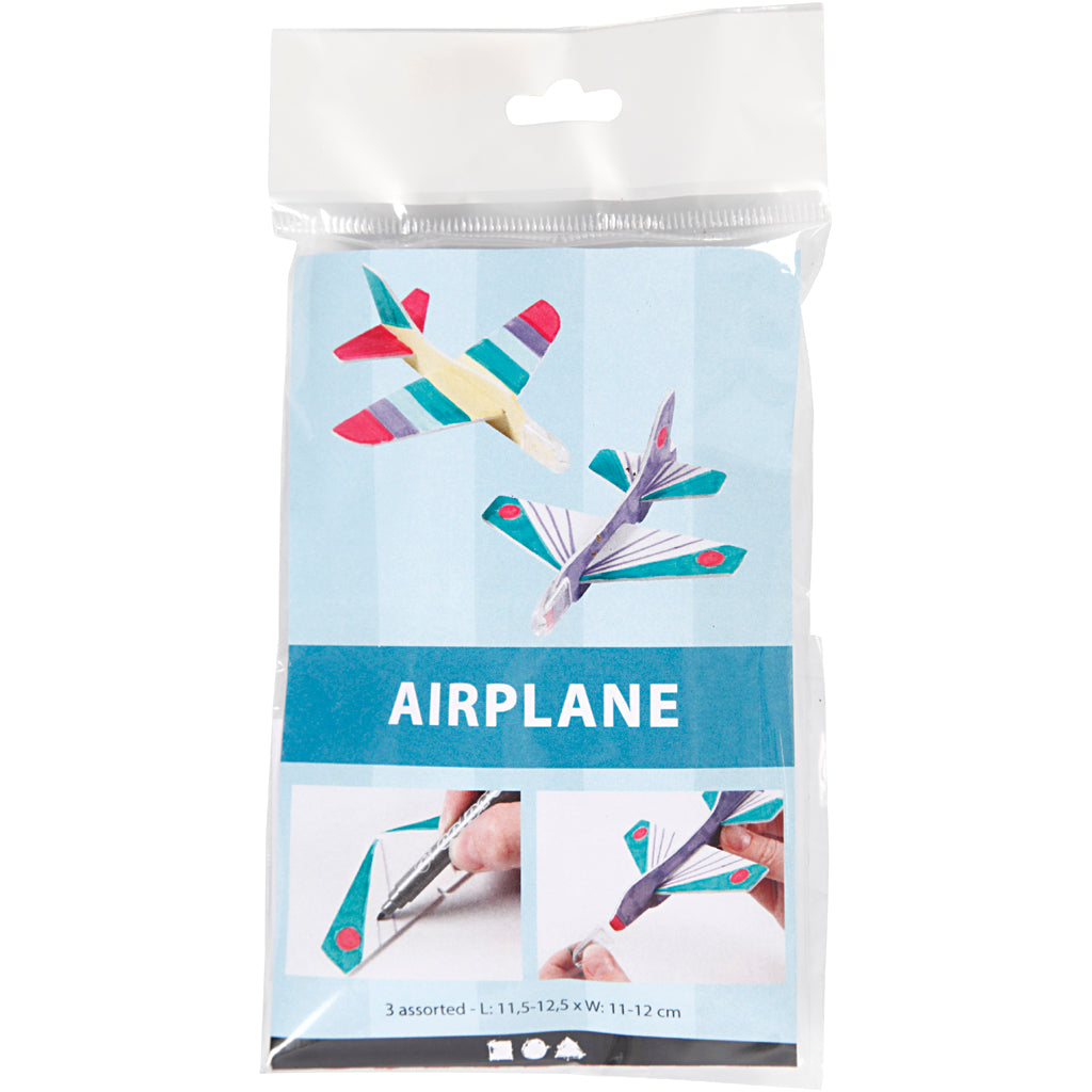 Flygplan, L: 11,5-12,5 cm, B: 11-12 cm, vit, 3 st./ 1 förp. [HOB-51233]