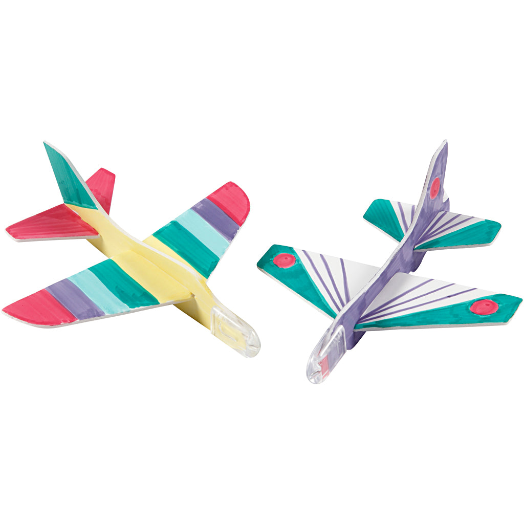 Flygplan, L: 11,5-12,5 cm, B: 11-12 cm, vit, 3 st./ 1 förp. [HOB-51233]