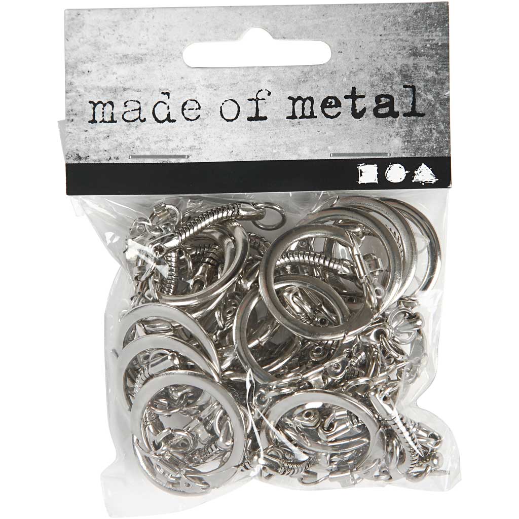 Nyckelring med kedja, L: 6 cm, Dia. 2,3 cm, 25 st./ 1 förp. [HOB-51282]