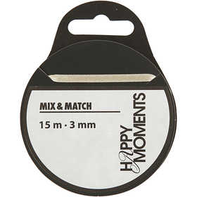 Satinband, B: 3 mm, råvit, 15 m/ 1 rl. [HOB-513661]