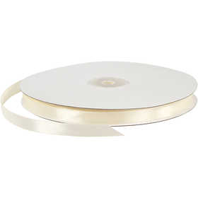 Satinband, B: 10 mm, råvit, 100 m/ 1 rl. [HOB-51367]