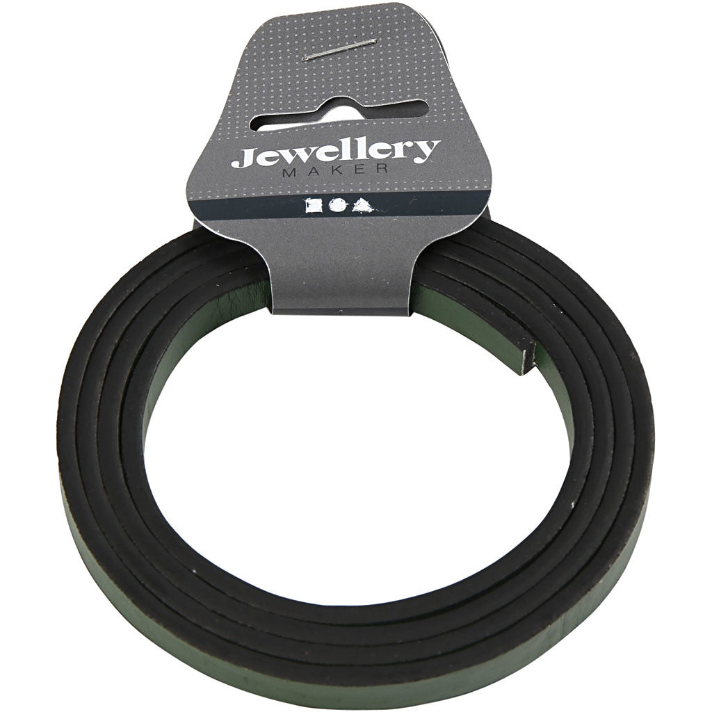 Imiterat Läderband, B: 10 mm, tjocklek 3 mm, grön, 1 m/ 1 förp. [HOB-51489]