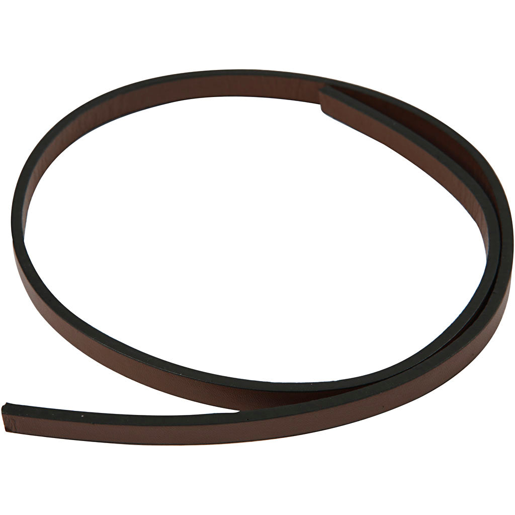 Faux Leather Belt, W: 10 mm, thickness 3 mm, brown, 1 m