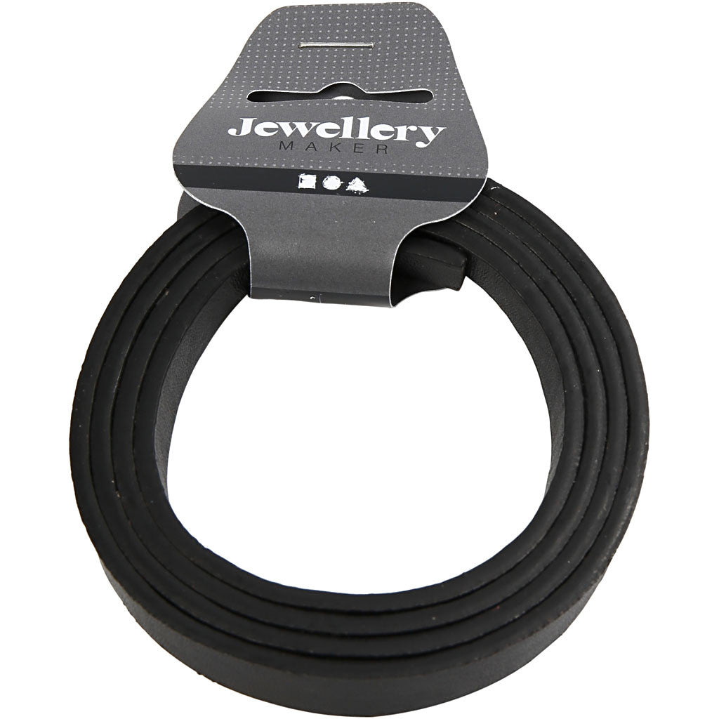 Imiterat Läderband, B: 10 mm, tjocklek 3 mm, svart, 1 m/ 1 förp. [HOB-51493]