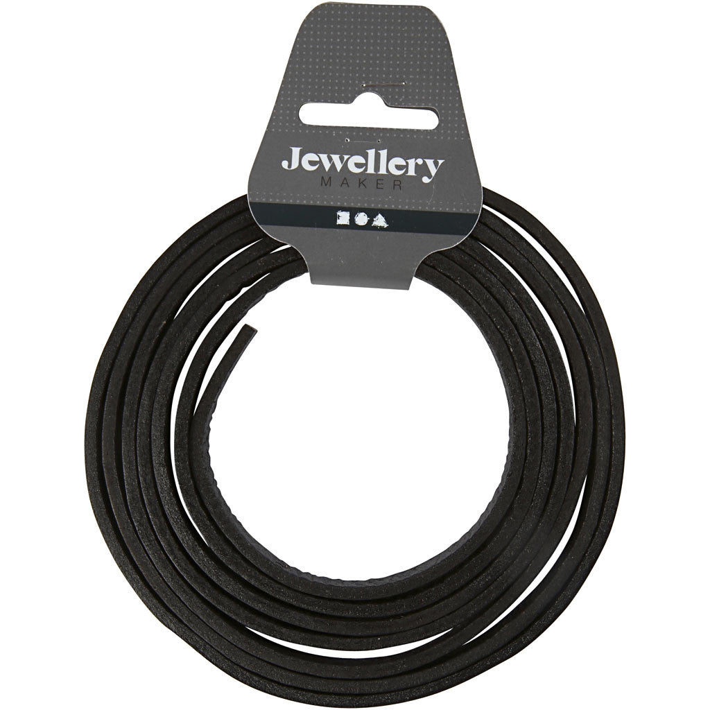 Läderband, B: 10 mm, tjocklek 3 mm, svart, 2 m/ 1 förp. [HOB-51501]