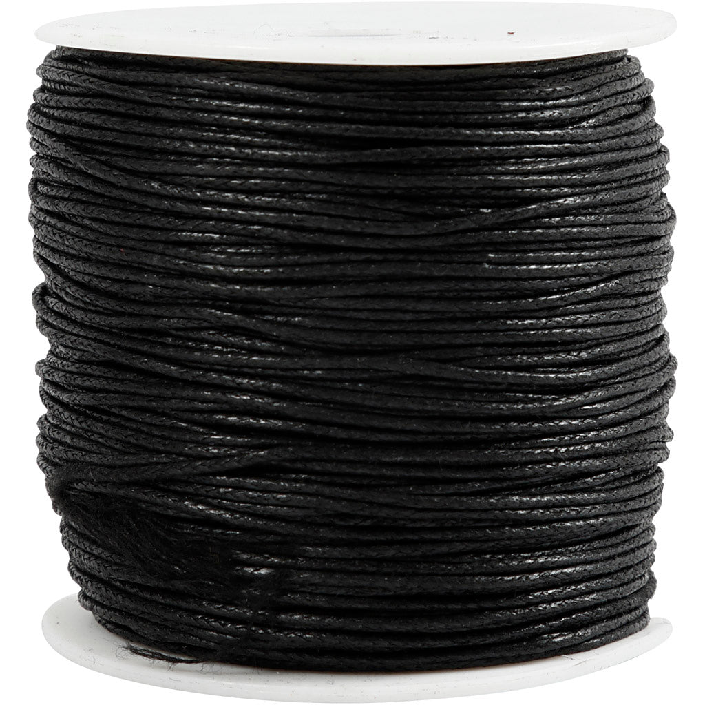 Cotton Cord, thickness 1 mm, black, 100 m