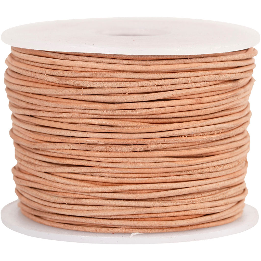 Leather Cord, thickness 1 mm, beige, 50m/ 1 roll