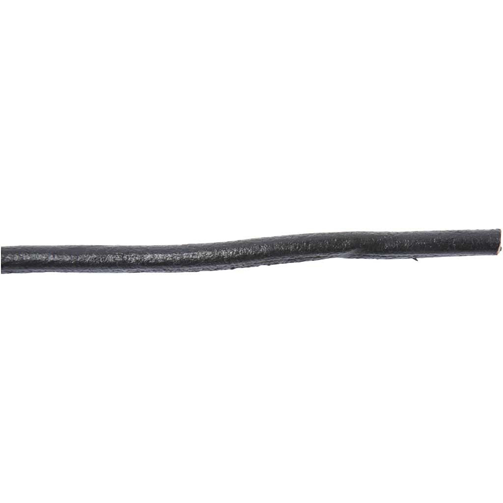 Lädersnöre, tjocklek 4 mm, svart, 5 m/ 1 rl. [HOB-51566]