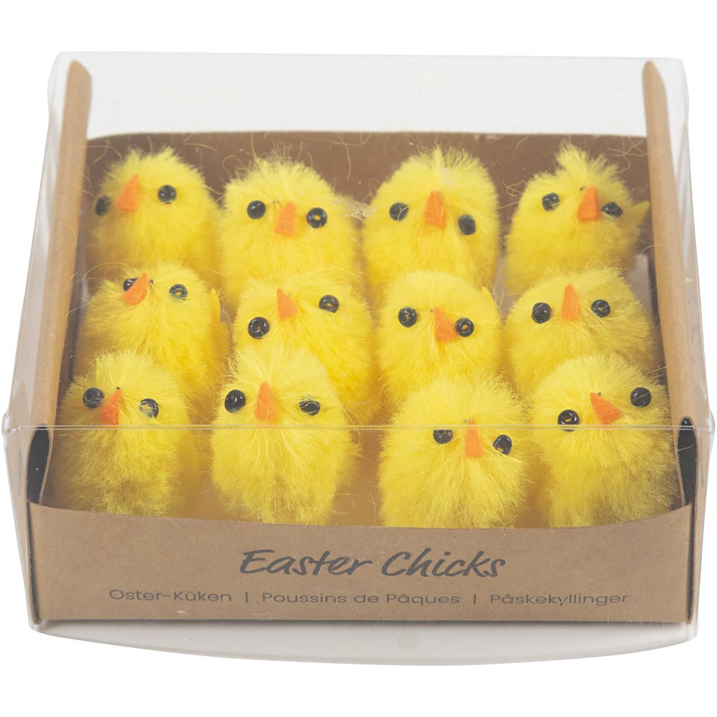 Easter Chicks, yellow, H: 30 mm, 12 pc/ 1 pack [HOB51653]