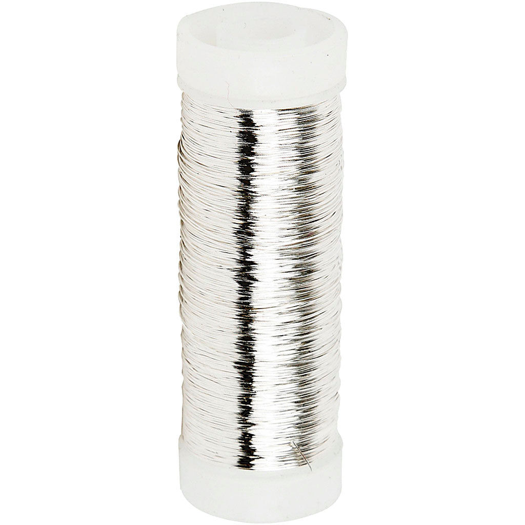 Silver-plated Wire, thickness 0,2 mm, silver-plated, 50 g, 110 m/ 1 roll