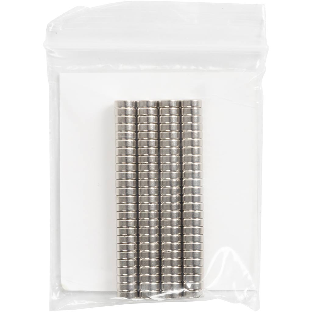 Stark magnet ”NdFeB” , Dia. 5 mm, tjocklek 2 mm, 100 st./ 1 förp. [HOB-51791]