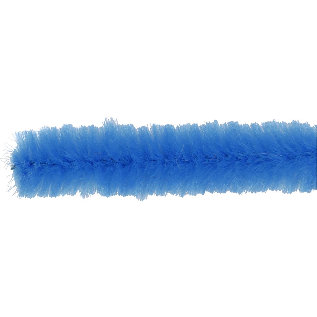 Chenille, L: 30 cm, thickness 15 mm, dark blue, 15 pc