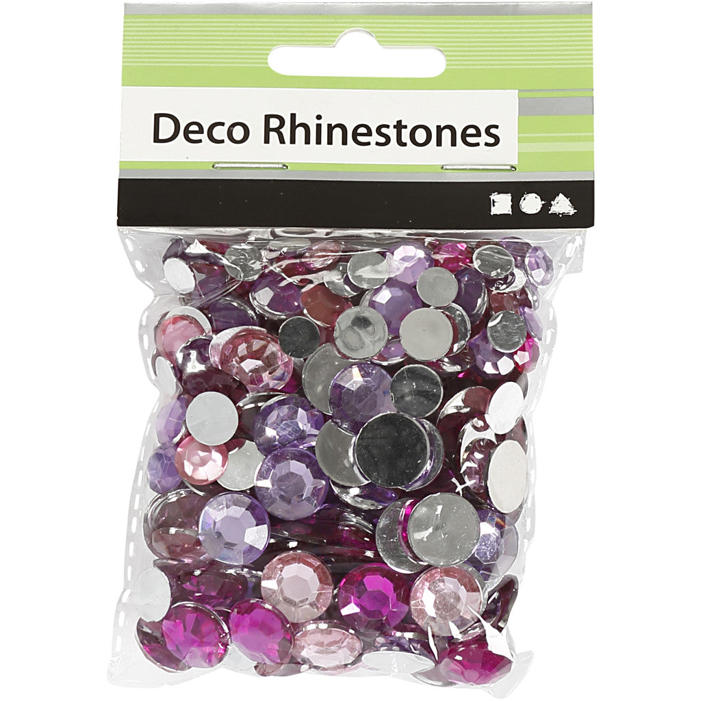 Rhinestones, Runda, stl. 6+9+12 mm, lila, 360 st./ 1 förp. [HOB-52182]