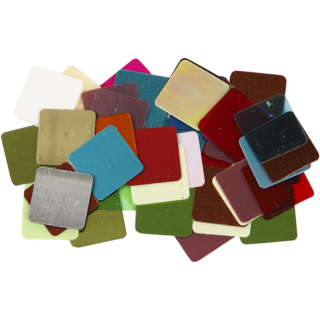 Paljettmosaik, stl. 10x10 mm, ca. 6875 st., mixade färger, 250 g/ 1 förp. [HOB-52207]