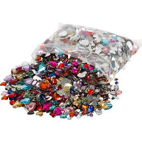 Rhinestones, Dia. 6+10+14 mm, mixade färger, 2520 st./ 1 förp. [HOB-52233]