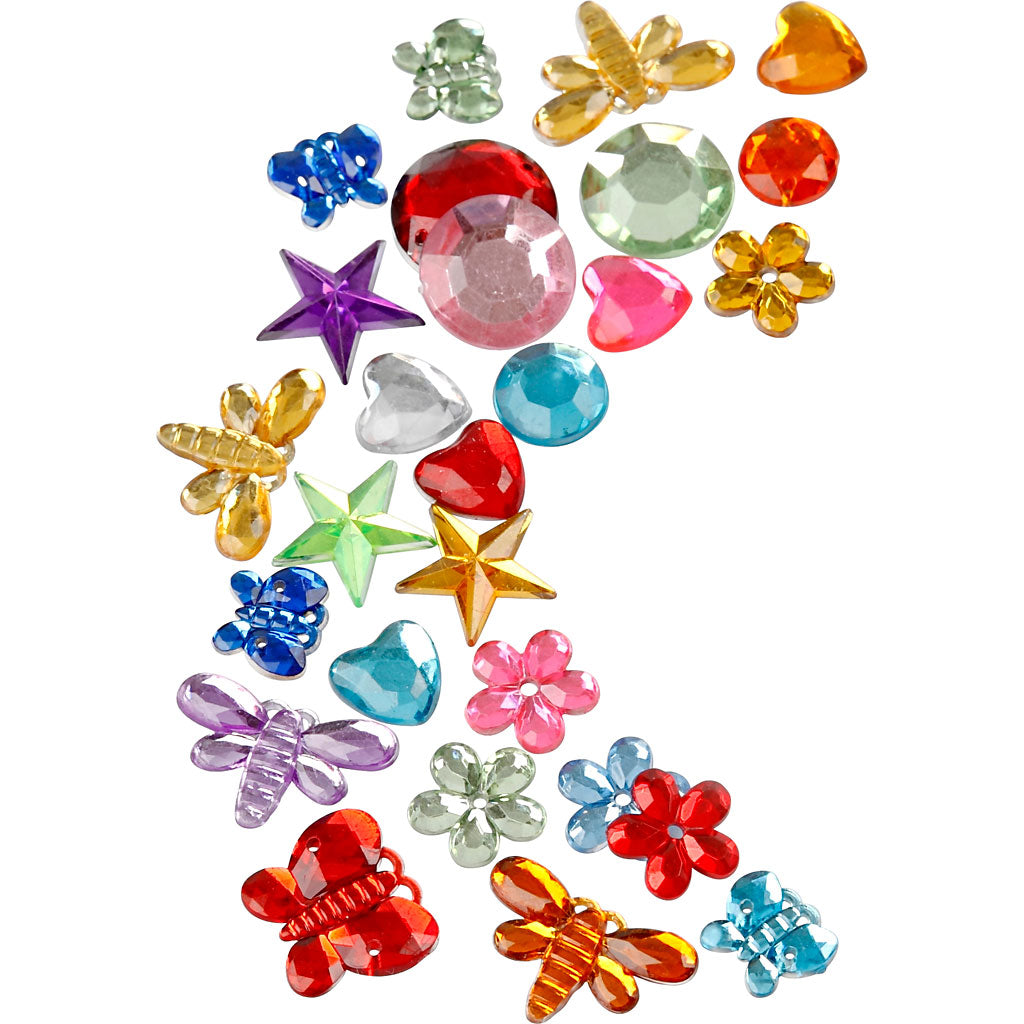 Rhinestones, Dia. 6-16 mm, mixade färger, 32 förp./ 1 förp. [HOB-52239]