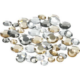 Rhinestones, Runda, stl. 6+9+12 mm, gyllen olja, 360 st./ 1 förp. [HOB-52245]