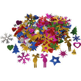 Paljetter, stl. 8-50 mm, starka färger, 35 g/ 1 förp. [HOB-522500]