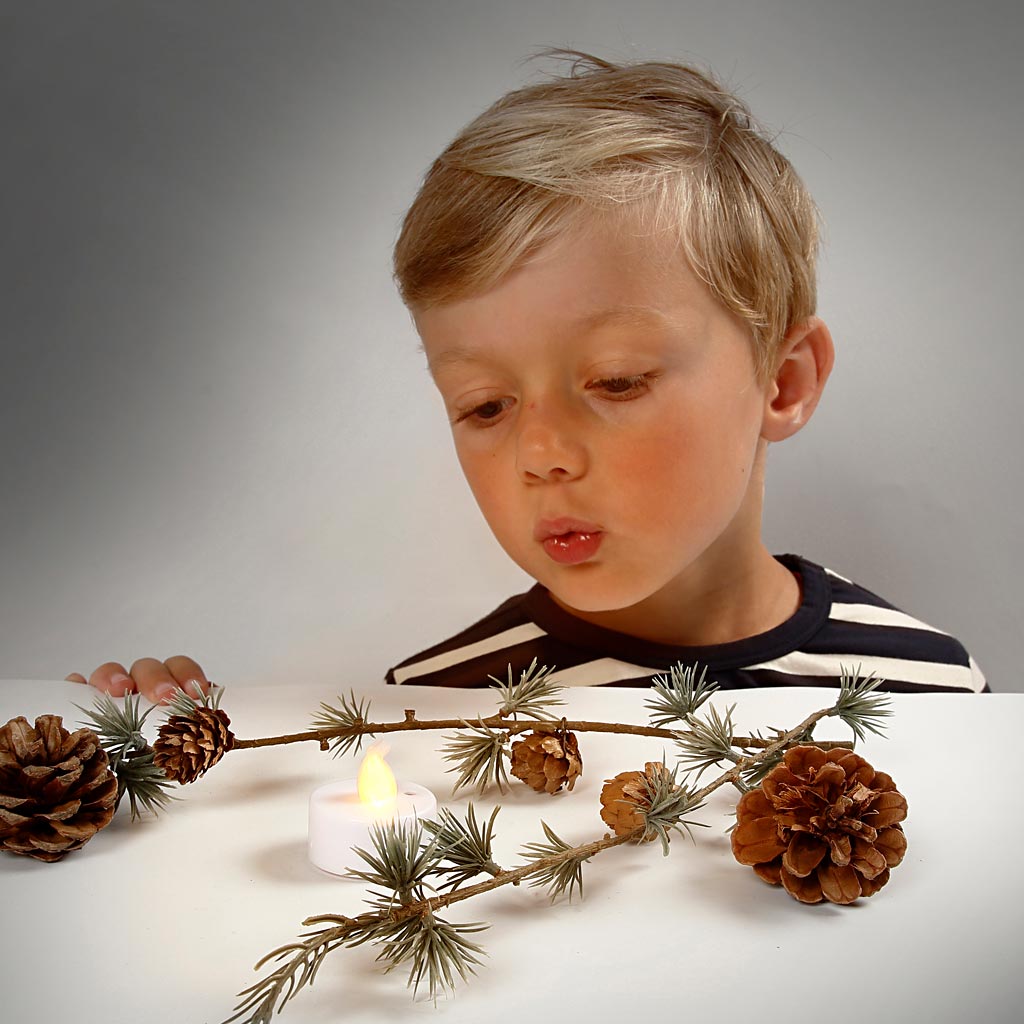 LED Värmeljus, H: 35 mm, Dia. 38 mm, vit, 24 st./ 1 förp. [HOB-52339]