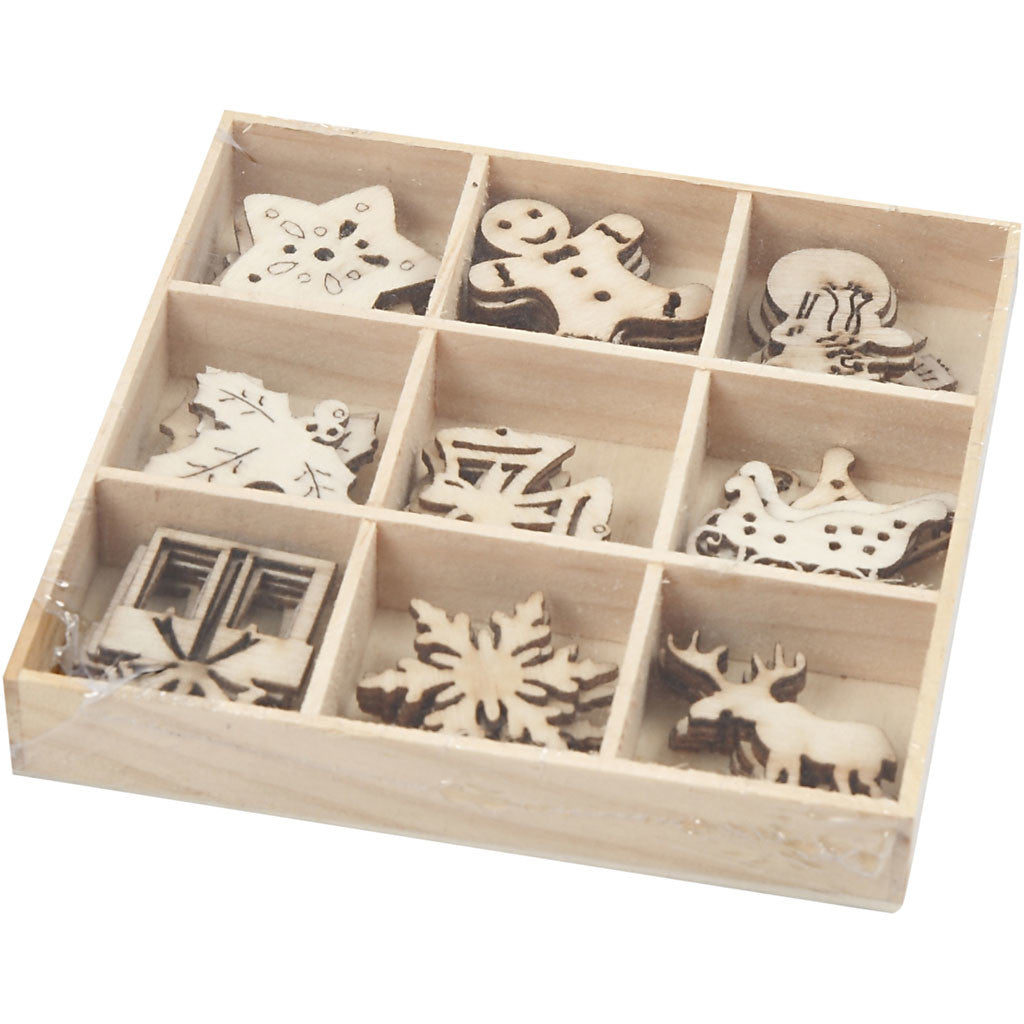 Trädekorationer, Jul, stl. 28 mm, 45 st./ 1 förp. [HOB-52378]