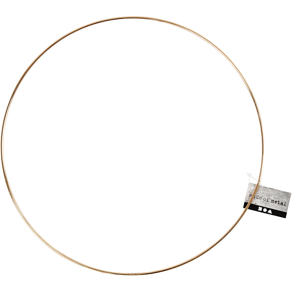 Metal Wire Ring, D: 30 cm, thickness 3 mm, gold, 1pc [HOB52429]