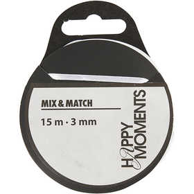 Satinband, B: 3 mm, vit, 15 m/ 1 rl. [HOB-524501]