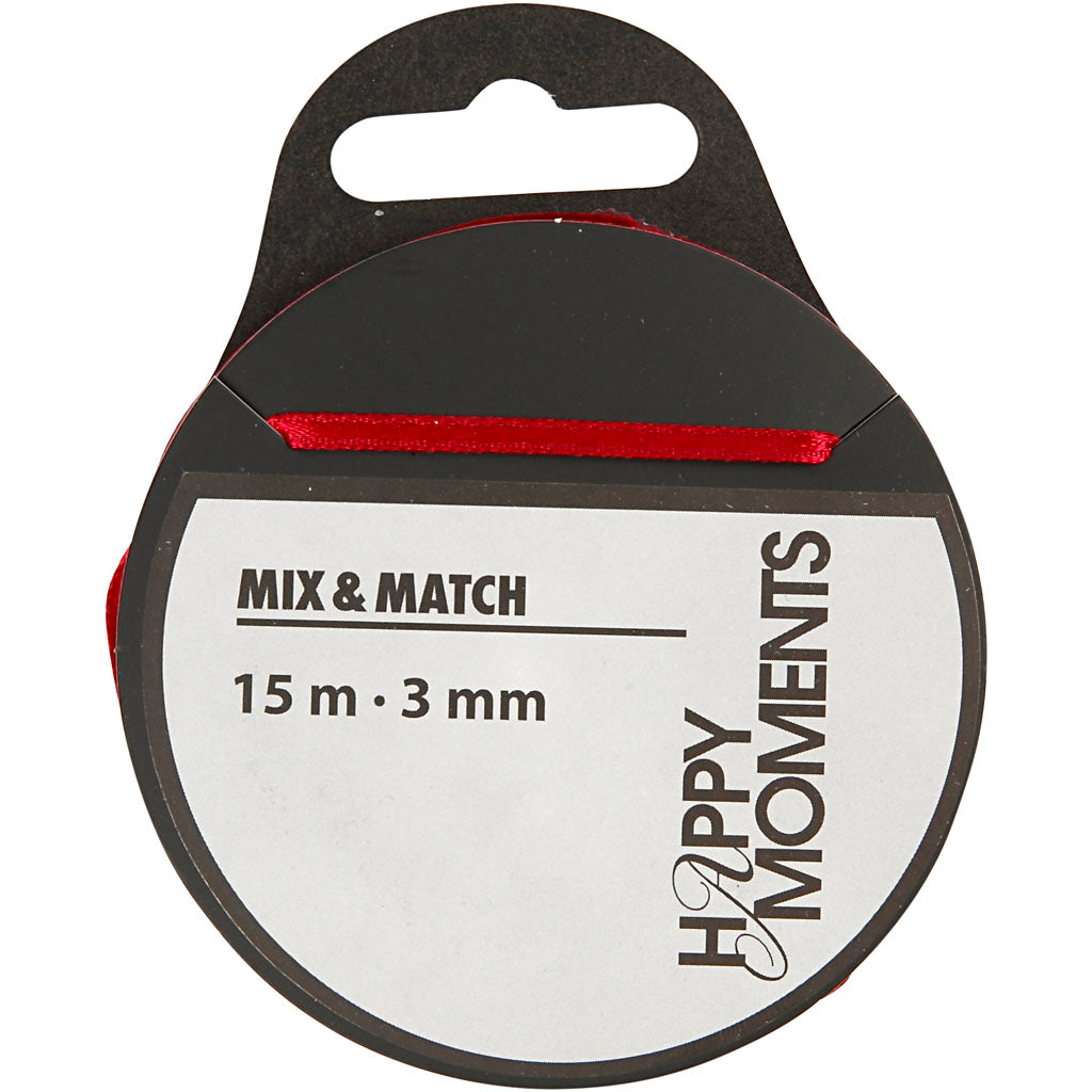 Satin Ribbon, W: 3 mm, claret, 15 m/ 1 roll