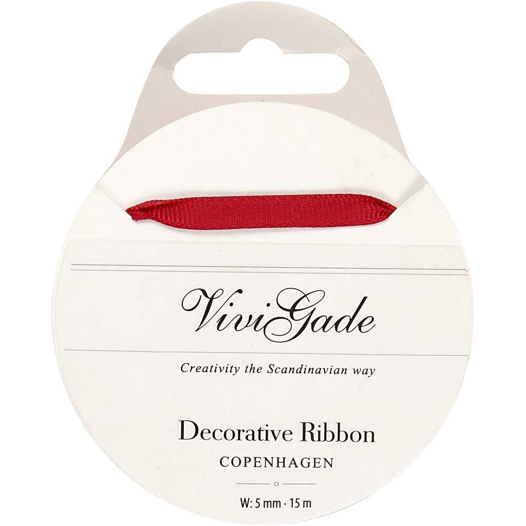 Grosgrainband, B: 6 mm, röd, 15 m/ 1 rl. [HOB-52482]