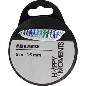 Satinband med tryck, B: 15 mm, ljusblå, 6 m/ 1 rl. [HOB-525008]