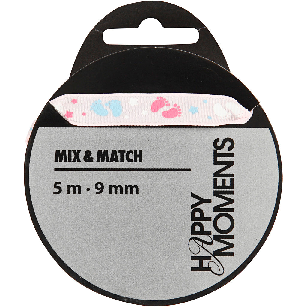 Dekorationsband, B: 9 mm, rosa, 5 m/ 1 rl. [HOB-525017]