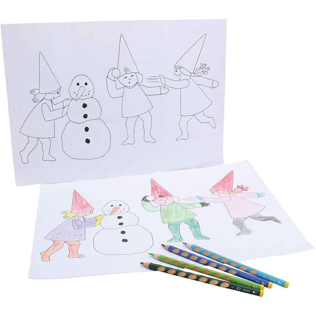 Julkalender med nissar i snöbollskrig, A3, stl. 30x42 cm, vit, 30 st./ 1 förp. [HOB-537001]