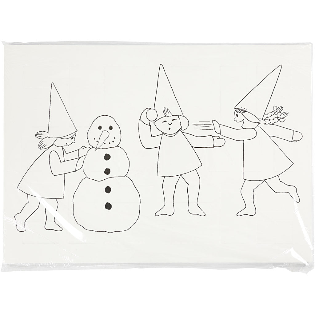 Julkalender med nissar i snöbollskrig, A3, stl. 30x42 cm, vit, 30 st./ 1 förp. [HOB-537001]
