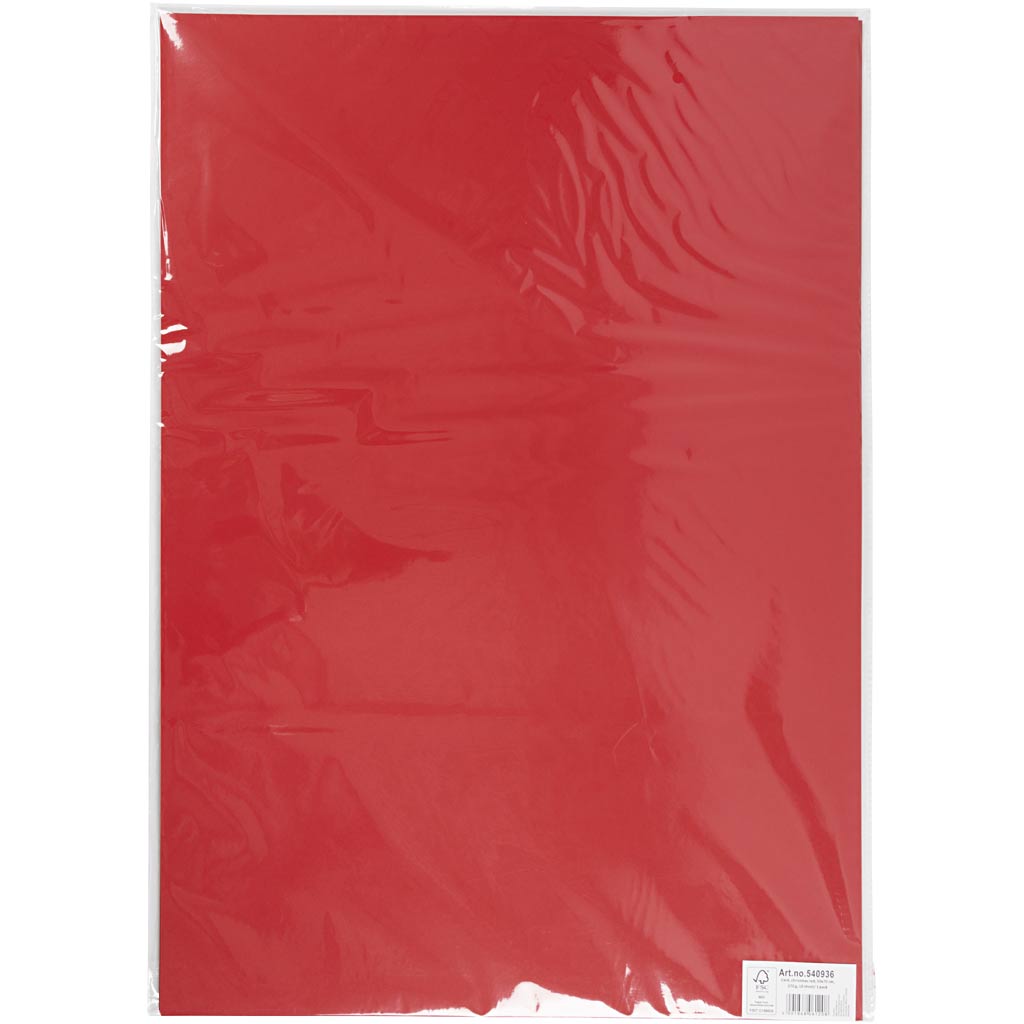 Kartong, ark 50x70 cm, 270 g, julröd, 10 ark/ 1 förp. [HOB-540936]