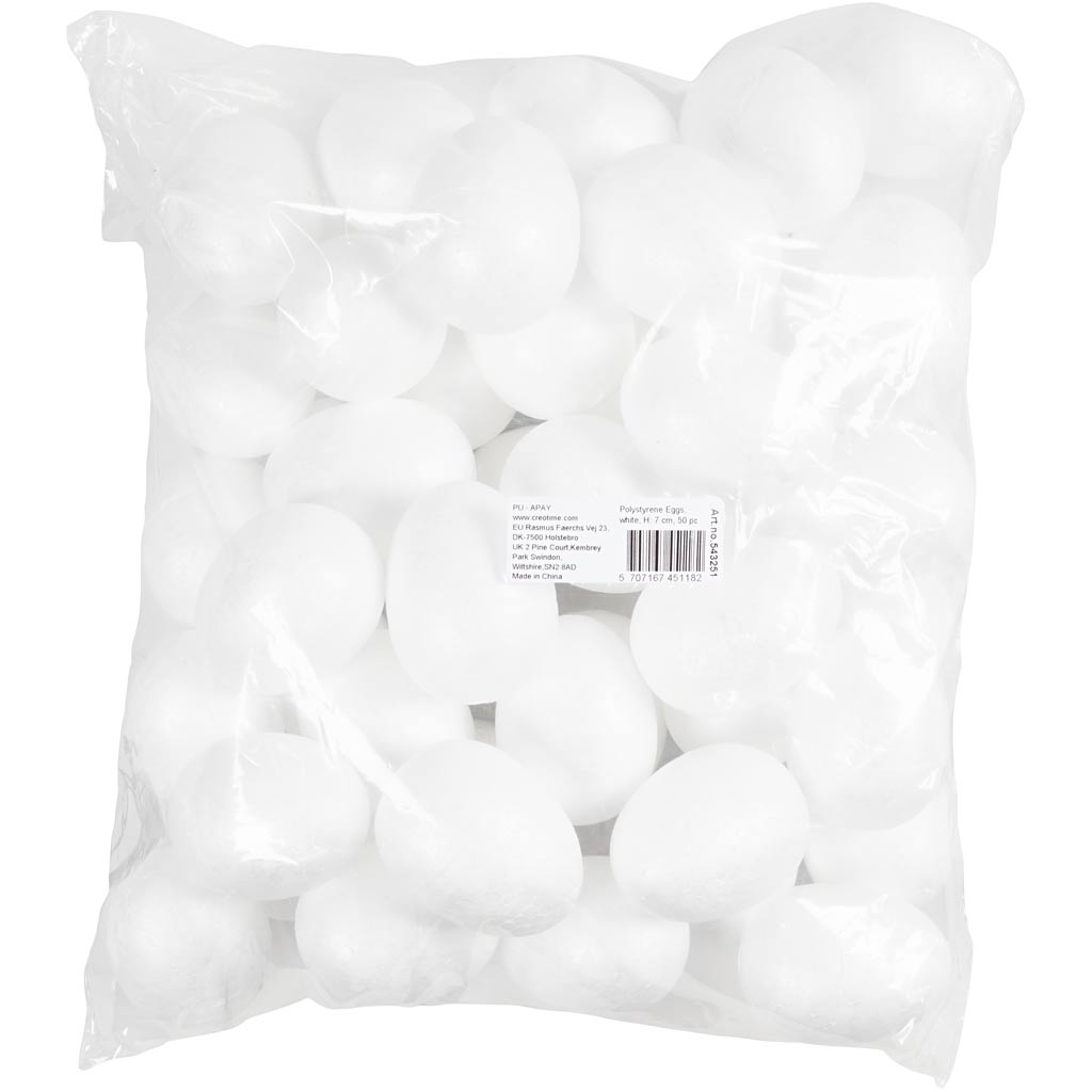 Ägg, H: 7 cm, vit, 50 st./ 1 förp. [HOB-543251]