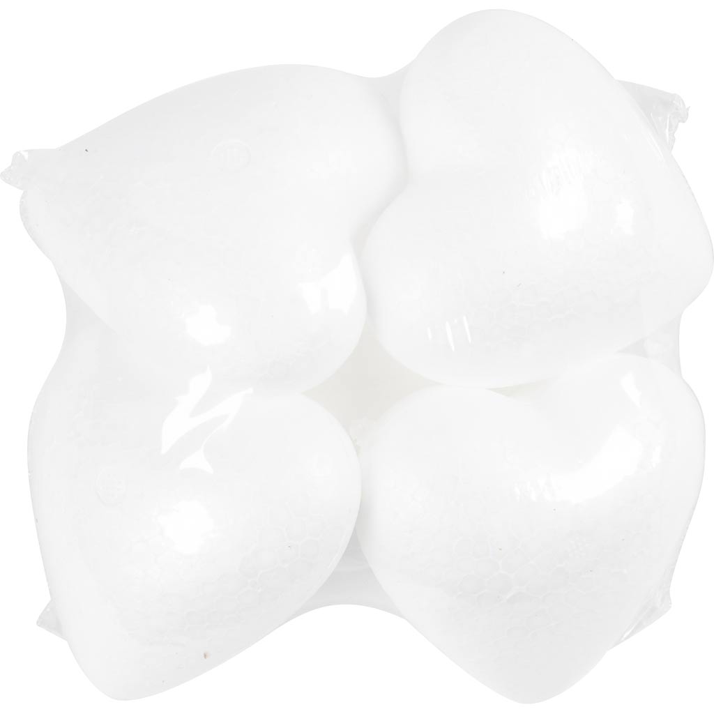 Hjärtan, H: 8 cm, D: 4,5 cm, vit, 5 st./ 1 förp. [HOB-543541]