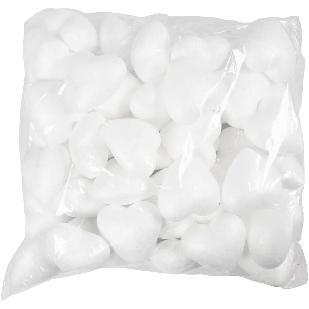 Hjärtan, H: 8 cm, D: 4,5 cm, B: 8 cm, vit, 50 st./ 1 förp. [HOB-543542]