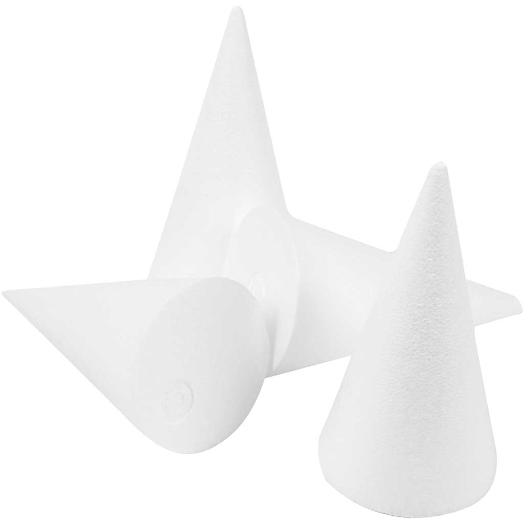 Cone, H: 14,5 cm, dia. 6 cm, white, 25 pc