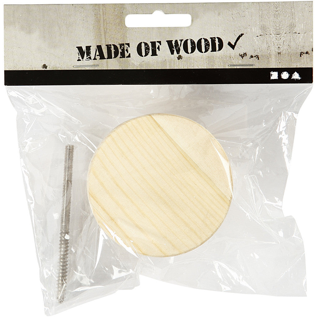 Träknopp, rund, D: 4,5 cm, Dia. 7 cm, 1 st. [HOB-54405]