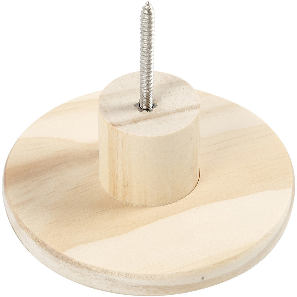 Träknopp, rund, D: 4,5 cm, Dia. 11 cm, 1 st. [HOB-54406]