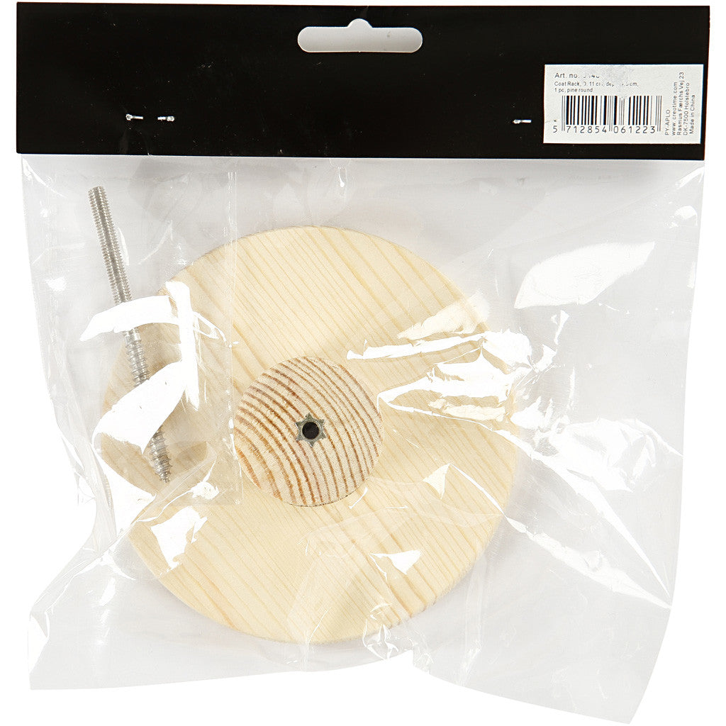 Träknopp, rund, D: 4,5 cm, Dia. 11 cm, 1 st. [HOB-54406]