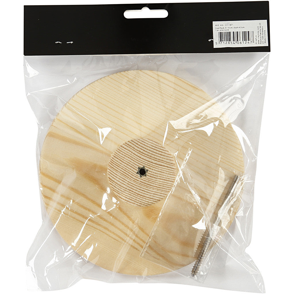 Träknopp, rund, D: 4,5 cm, Dia. 15 cm, 1 st. [HOB-54407]