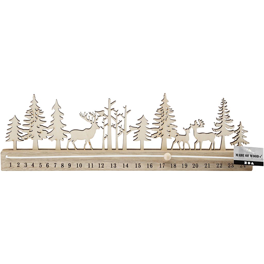 Julkalender, nedräkning, H: 12 cm, L: 40 cm, B: 3,6 cm, 1 st. [HOB-54471]