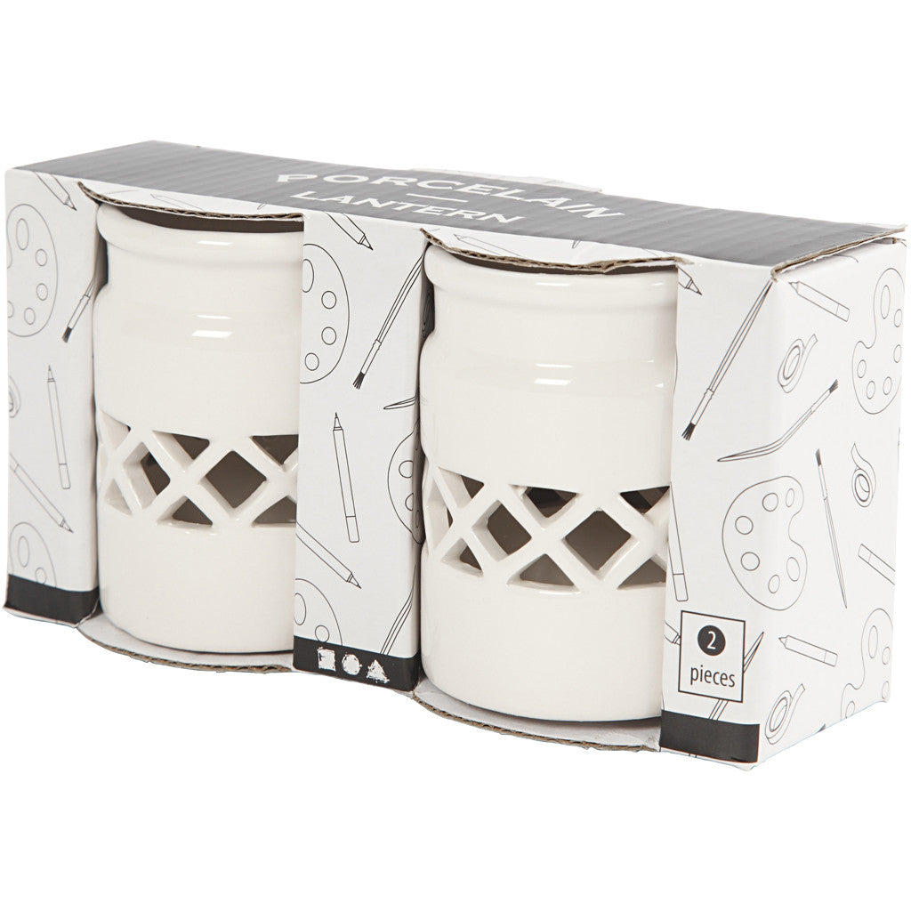 Lanternor, H: 8 cm, Dia. 6,2 cm, vit, 2 st./ 1 förp. [HOB-555190]