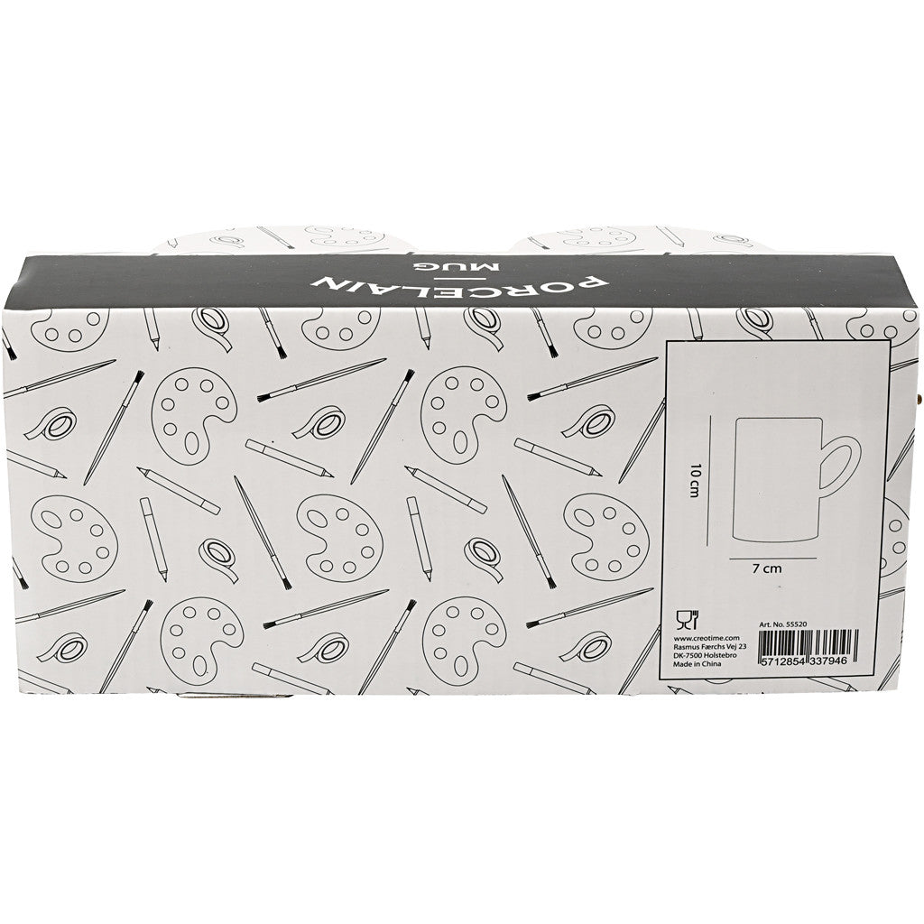 Muggar, H: 10 cm, Dia. 7,4 cm, vit, 2 st./ 1 förp. [HOB-55520]